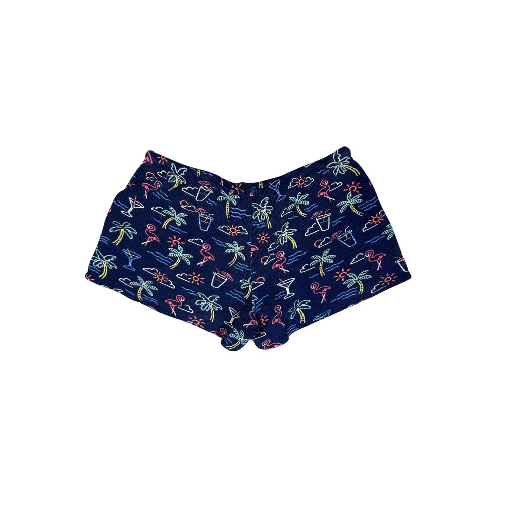 Chubbies Lounge Shorts Navy Tropical Flamingo Print Waffle Knit XS